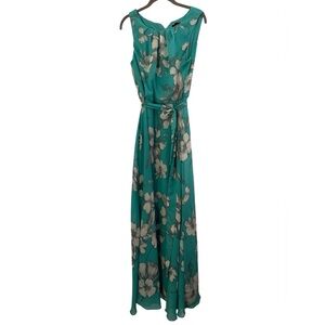Womens long floral dress with waist tie